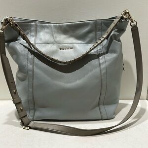 COLE HAAN Large Pale Blue Leather Shoulder/ Crossbody Bag